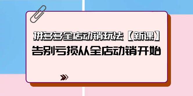 拼多多全店动销玩法【新课】，告别亏损从全店动销开始（4节视频课）-六道网创