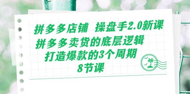 拼多多店铺 操盘手2.0新课，拼多多卖货的底层逻辑，打造爆款的3个周期-8节-六道网创