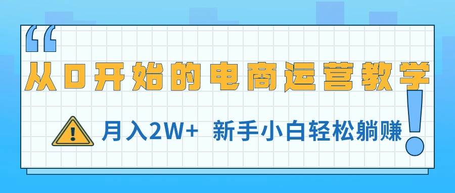 从0开始的电商运营教学，月入2W+，新手小白轻松躺赚-六道网创