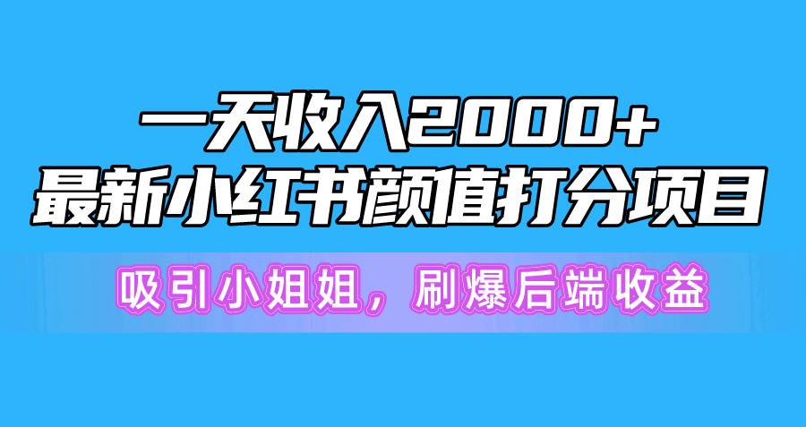 一天收入2000+，最新小红书颜值打分项目，吸引小姐姐，刷爆后端收益-六道网创