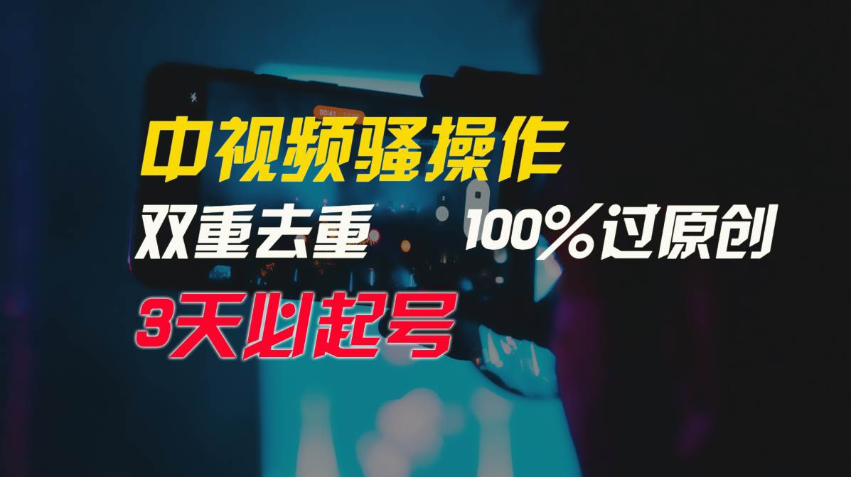 中视频骚操作，双重去重100%过原创，3天比必起号，简单无脑，月入3W+-六道网创