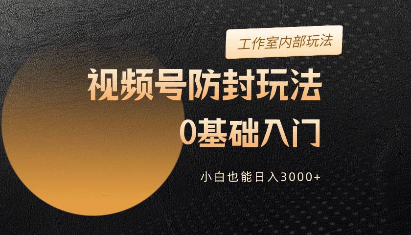 2024视频号升级防封玩法，零基础入门，小白也能日入3000+-六道网创