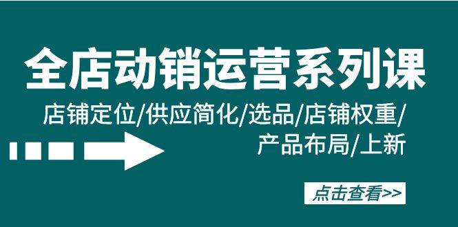 全店·动销运营系列课：店铺定位/供应简化/选品/店铺权重/产品布局/上新-六道网创