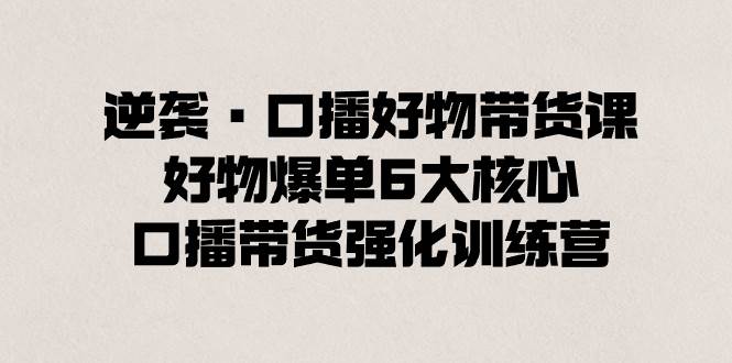 逆袭·口播好物带货课，好物爆单6大核心，口播带货强化训练营-六道网创