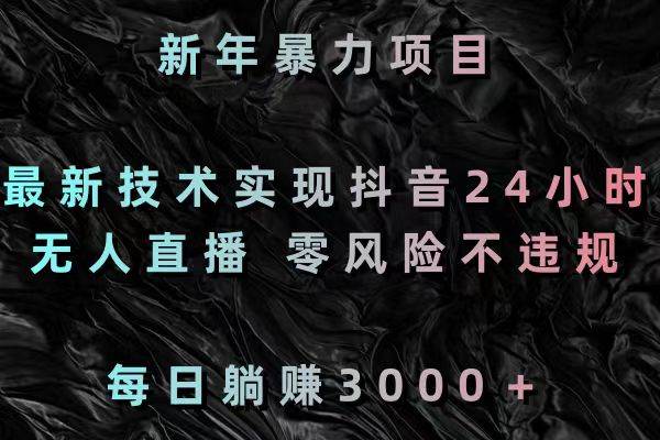 新年暴力项目，最新技术实现抖音24小时无人直播 零风险不违规 每日躺赚3000-六道网创