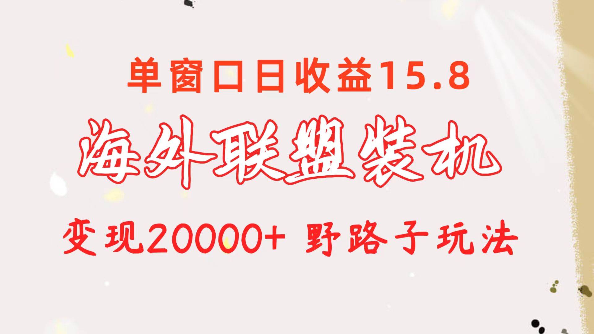 海外联盟装机 单窗口日收益15.8  变现20000+ 野路子玩法-六道网创