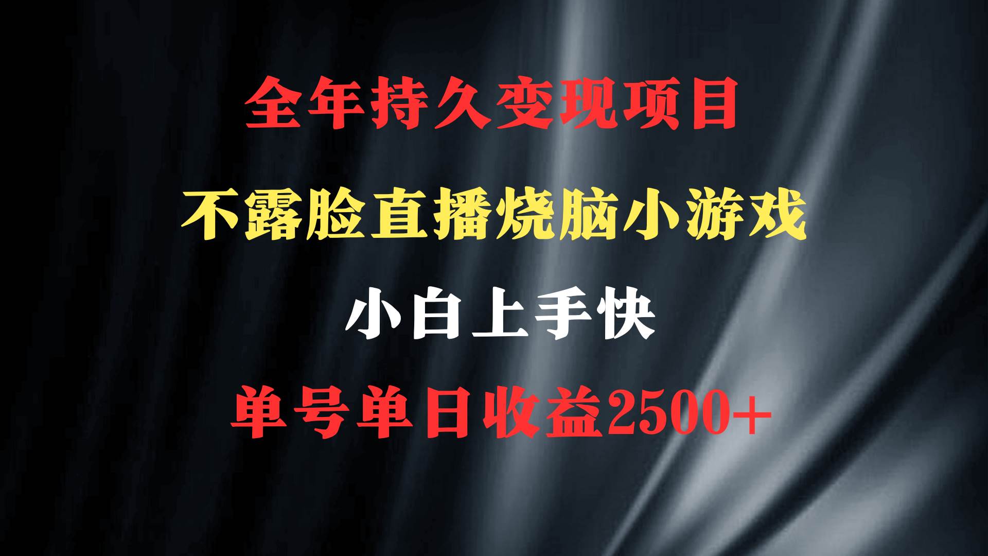 2024年 最优项目，烧脑小游戏不露脸直播  小白上手快 无门槛 一天收益2500+-六道网创