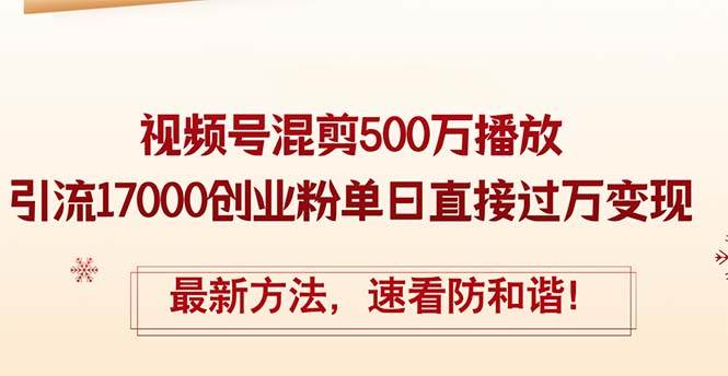 精华帖视频号混剪500万播放引流17000创业粉，单日直接过万变现，最新方…-六道网创