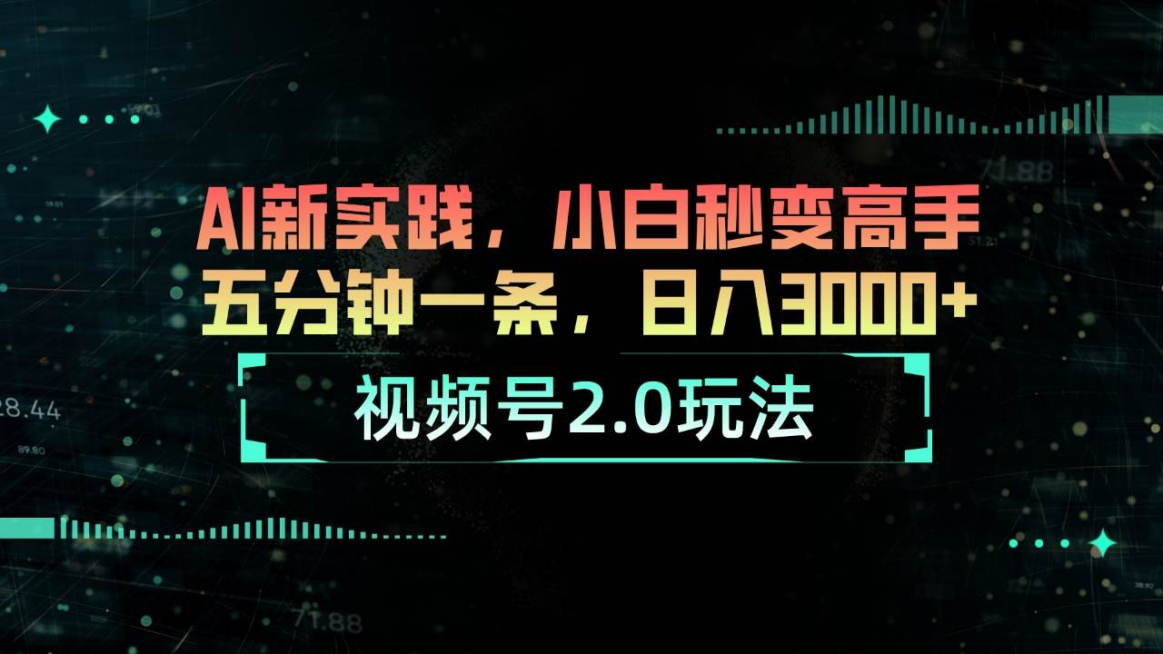 视频号2.0玩法 AI新实践，小白秒变高手五分钟一条，日入3000+-六道网创