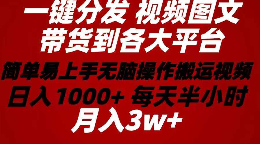 2024年 一键分发带货图文视频  简单易上手 无脑赚收益 每天半小时日入1…-六道网创