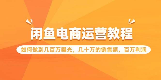 闲鱼电商运营教程：如何做到几百万曝光，几十万的销售额，百万利润-六道网创