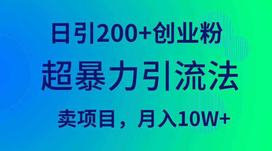 超暴力引流法，日引200+创业粉，卖项目月入10W+-六道网创