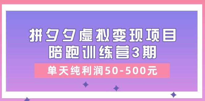 某收费培训《拼夕夕虚拟变现项目陪跑训练营3期》单天纯利润50-500元-六道网创