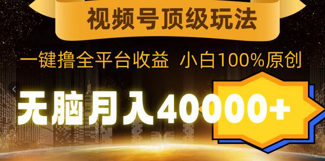 视频号顶级玩法，无脑月入40000+，一键撸全平台收益，纯小白也能100%原创-六道网创