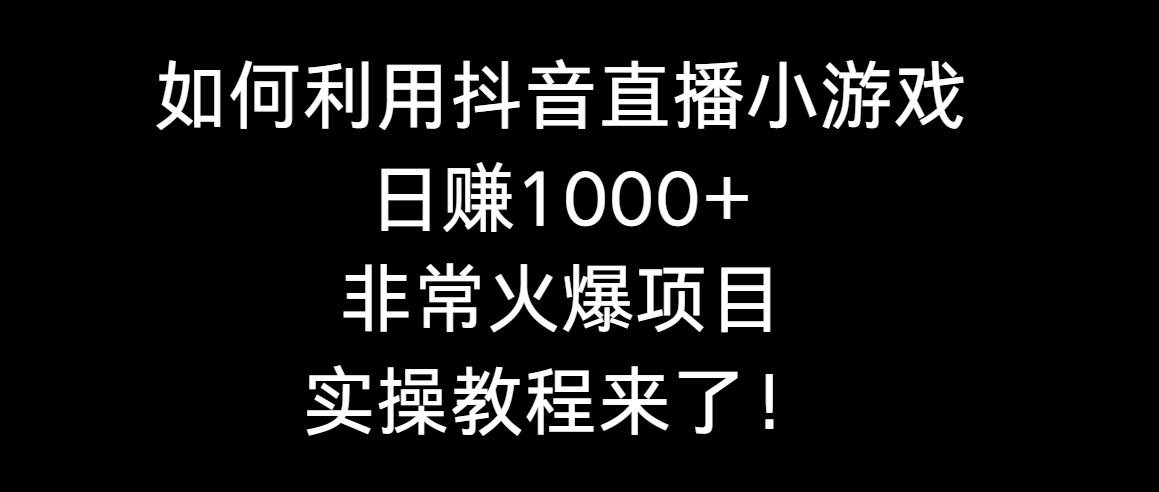 如何利用抖音直播小游戏日赚1000+，非常火爆项目，实操教程来了！-六道网创