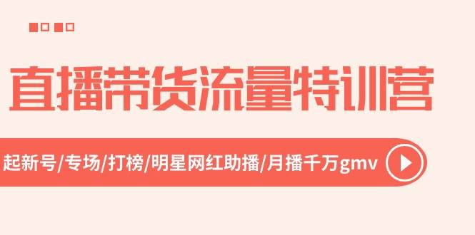 直播带货流量特训营，起新号-专场-打榜-明星网红助播 月播千万gmv（52节）-六道网创