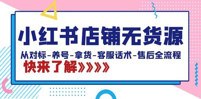 小红书店铺无货源：从对标-养号-拿货-客服话术-售后全流程（20节课）-六道网创