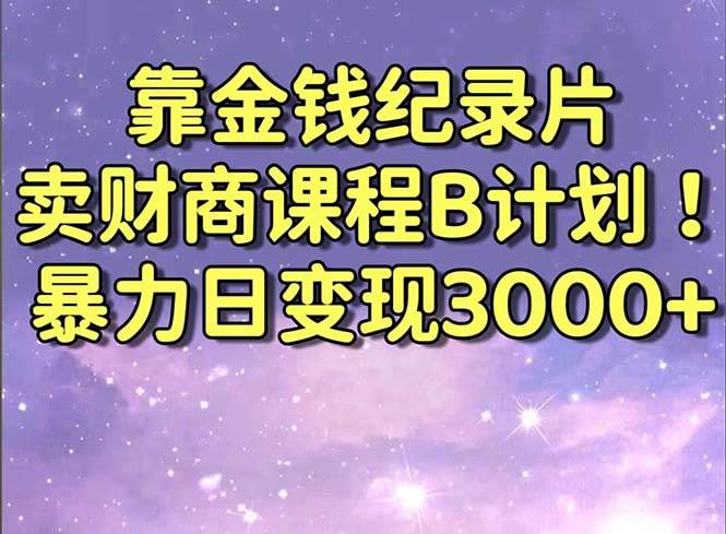 靠金钱纪录片卖财商课程B计划！暴力日变现3000+，喂饭式干货教程！-六道网创