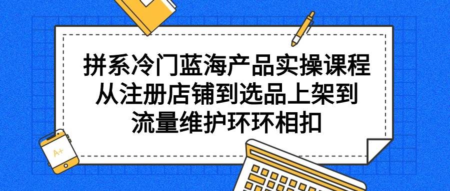 拼系冷门蓝海产品实操课程，从注册店铺到选品上架到流量维护环环相扣-六道网创