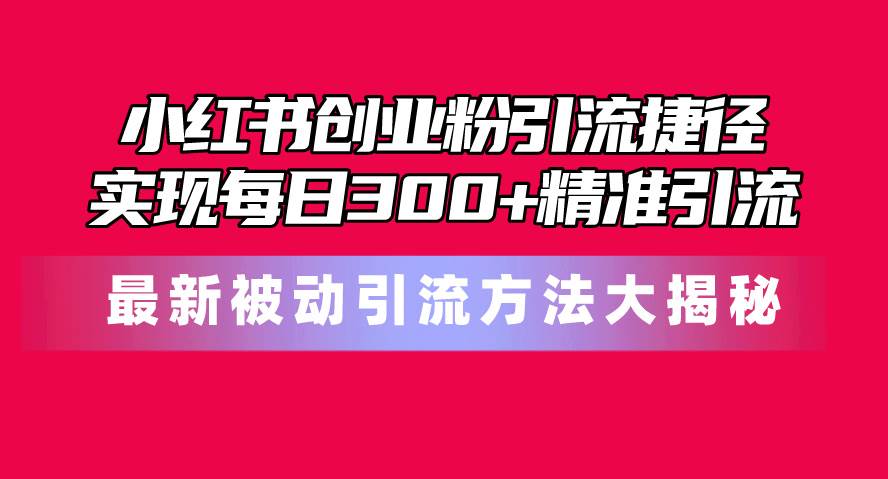 小红书创业粉引流捷径！最新被动引流方法大揭秘，实现每日300+精准引流-六道网创